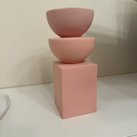 H&M home Ceramic candlestick home decor sculture abstract pink scandinavian - Picture 4 of 6